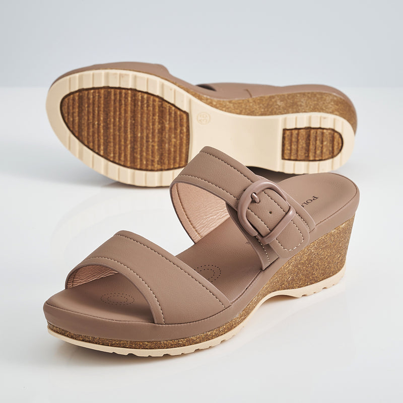 Load image into Gallery viewer, Two Band Mule Wedge Sandals
