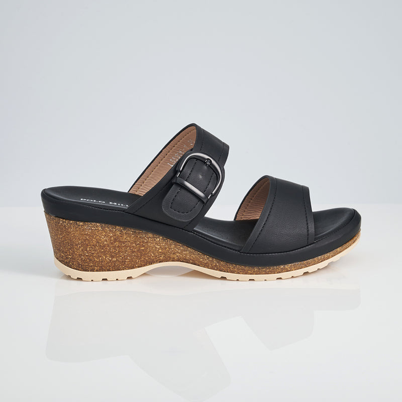 Load image into Gallery viewer, Two Band Mule Wedge Sandals
