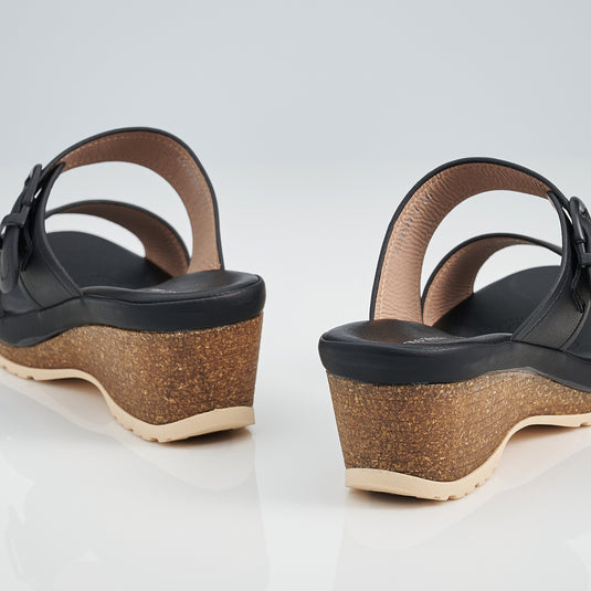 Two Band Mule Wedge Sandals