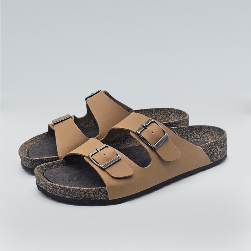 Load image into Gallery viewer, Ladies Two Band Cork Sole Sandals
