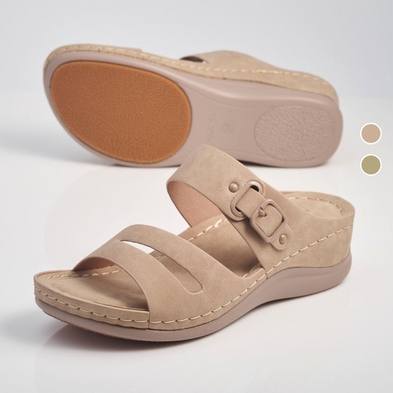 Load image into Gallery viewer, Ladies Two Strap Wedge Sandals
