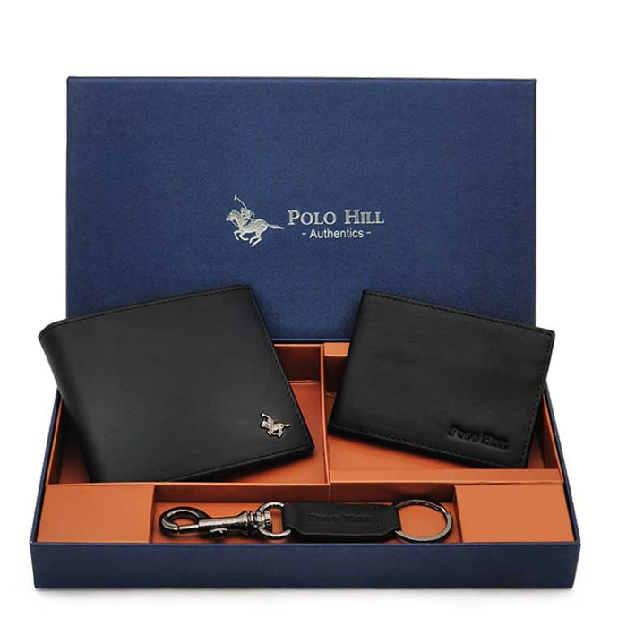 Gift Box 3-in-1 Bundle Set Genuine Leather RFID Blocking Bifold Wallet & Cardholder Wallet