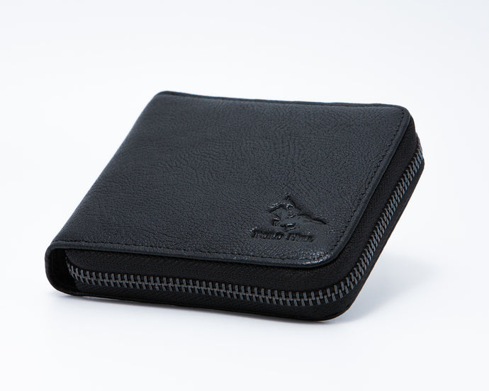 Genuine Leather Bi-Fold Ziparound Wallet