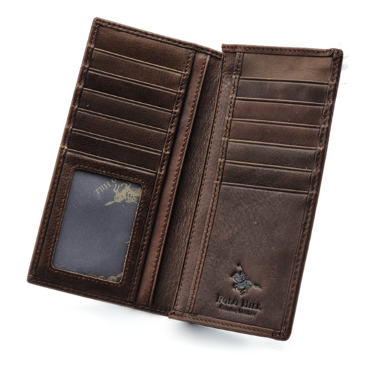 Genuine Leather Centre Line RFID Protected BiFold Long Wallet – POLO HILL