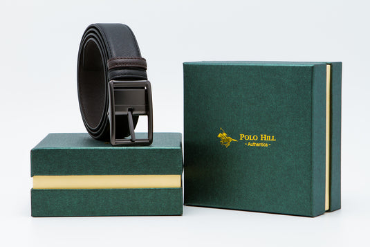 DUAL Loop Faux Leather 120cm Pin Buckle Belt Gift Box