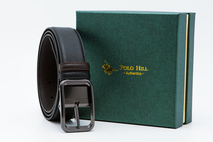 DUAL Loop Faux Leather 120cm Pin Buckle Belt Gift Box